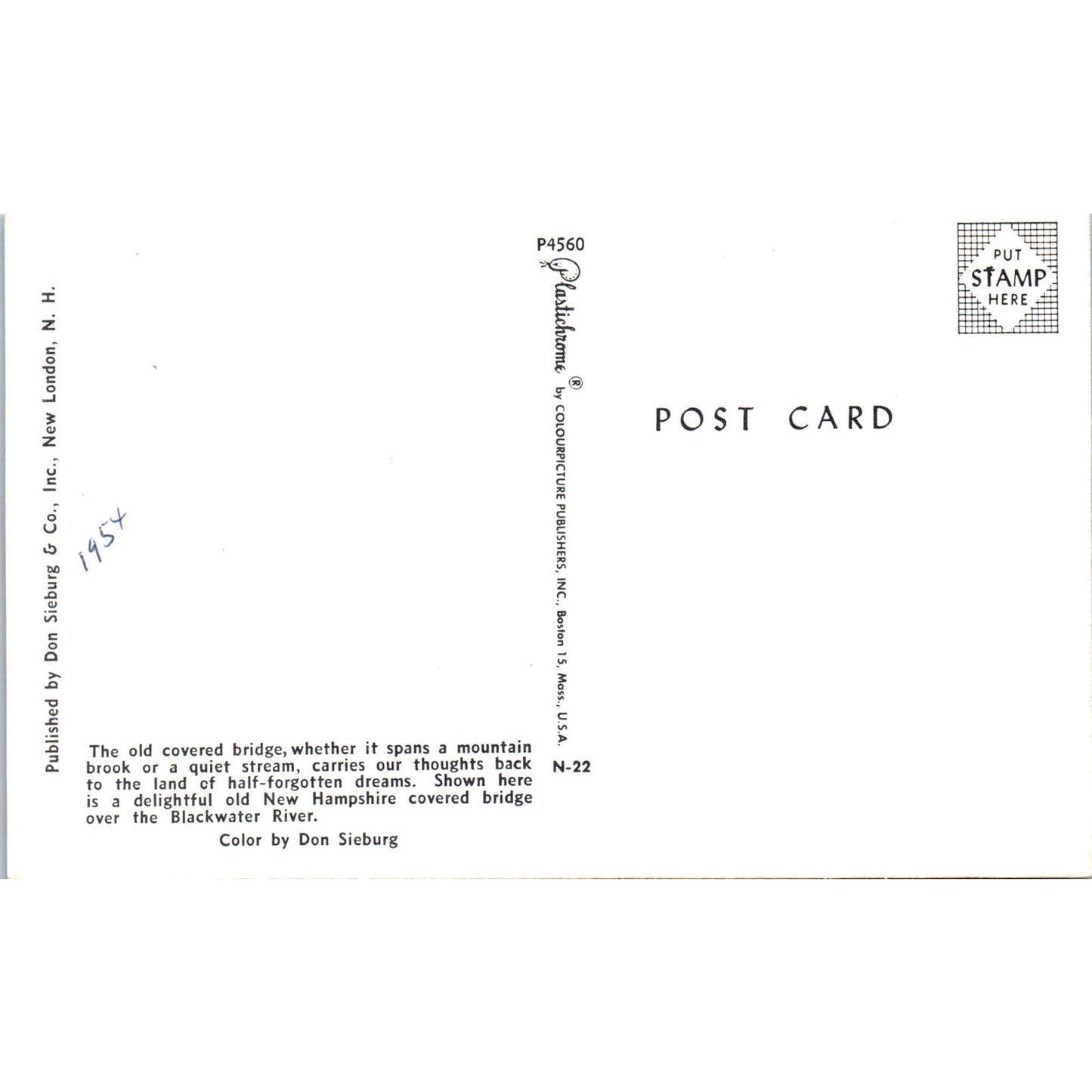 New Hampshire Blackwater River Covered Bridge Postcard PC7