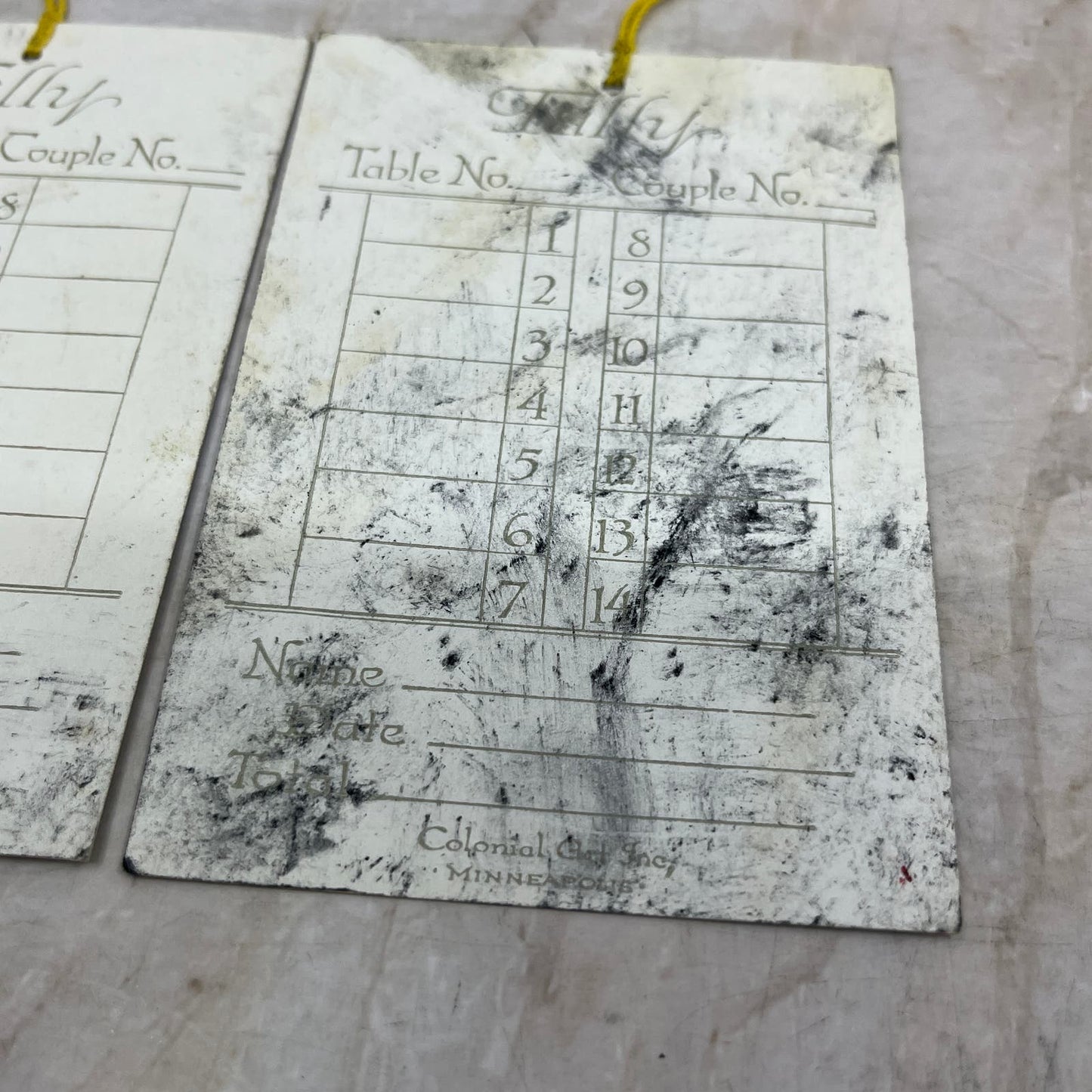 Vintage Art Deco Tally Card Set of 2 Gold Dancing Girl Silhouette AE3