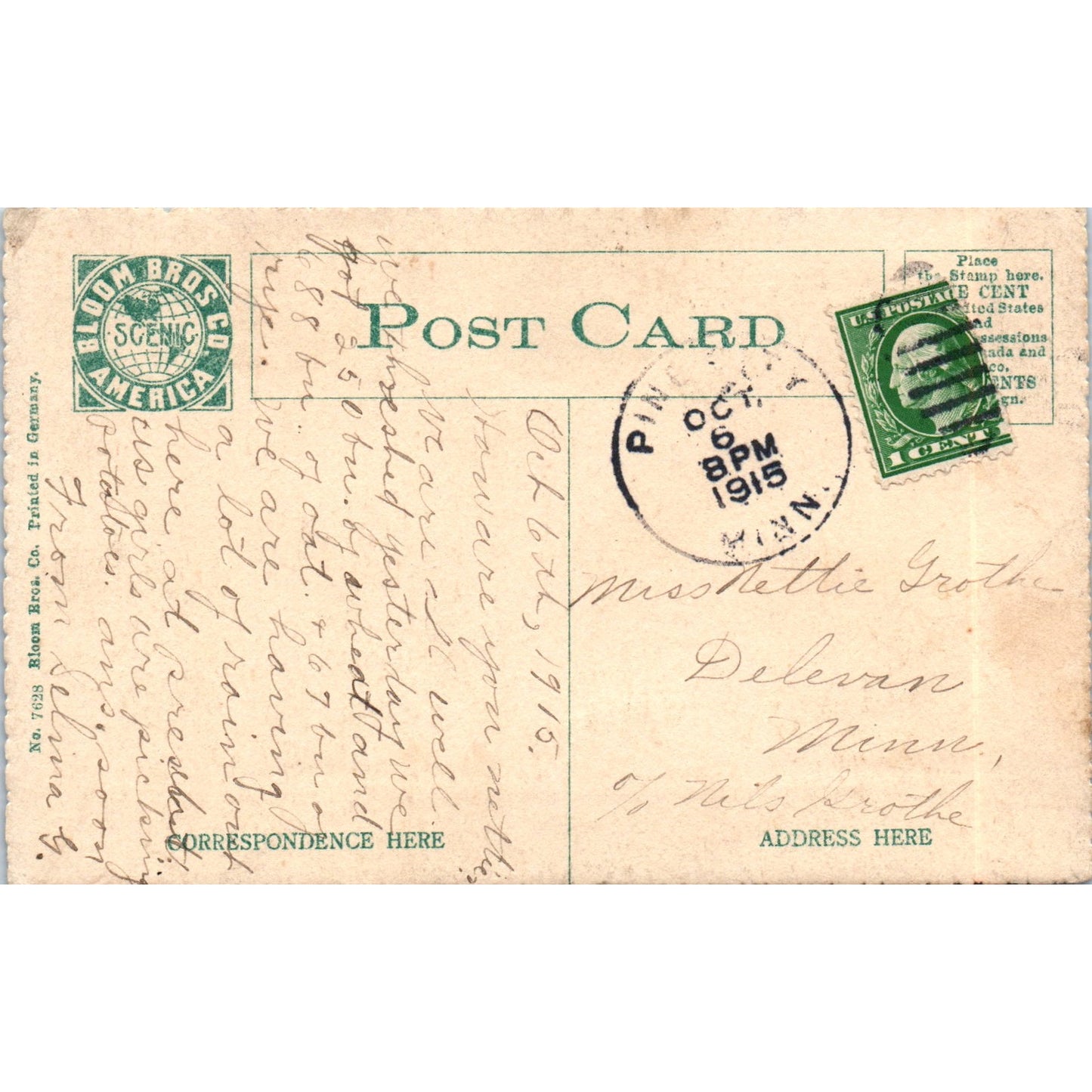 1915 Fritzen's Pokegama Lake Pine City Minnesota Vintage Postcard PD10