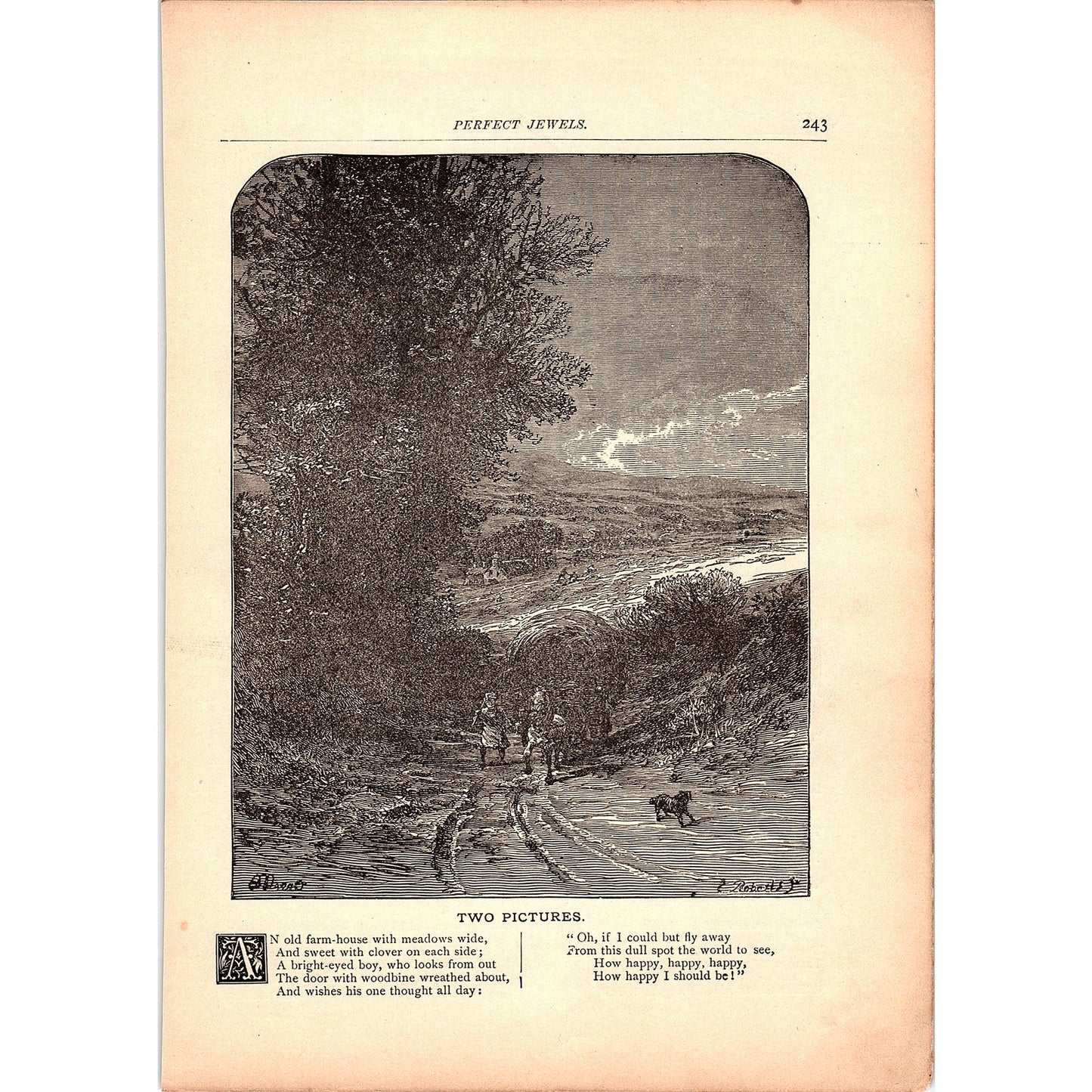 Two Pictures Annie D. Green, The Magical Isle - Anonymous 1884 Poem TA5-CJ-2