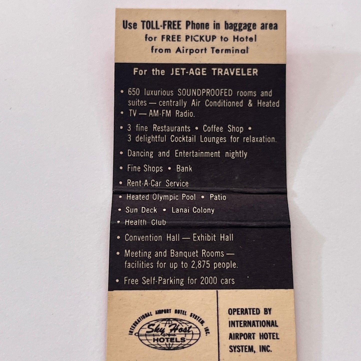 International Hotel Hunt Room Los Angeles CA Vintage Matchbook Cover MM3-5