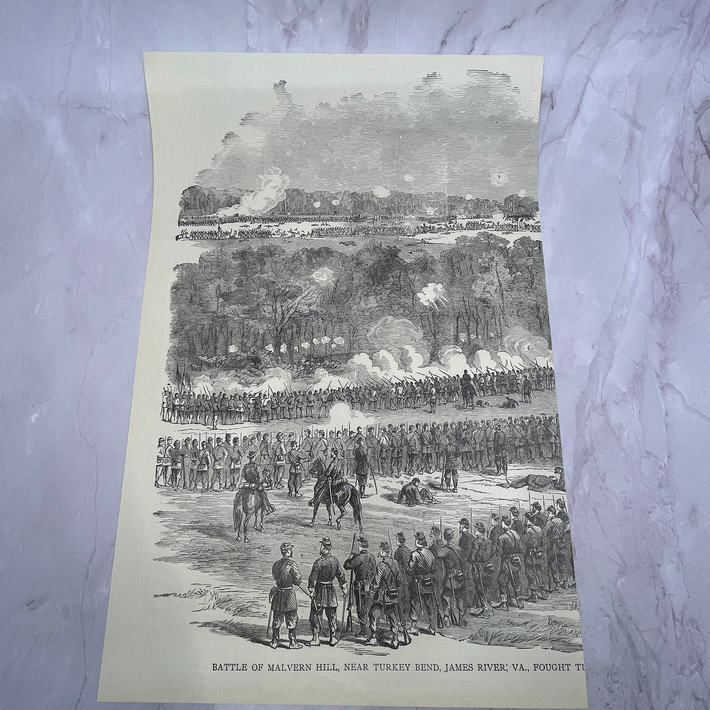 General Hurlburt Advance at Lick Creek Bottom 1890s Engraving V14-6