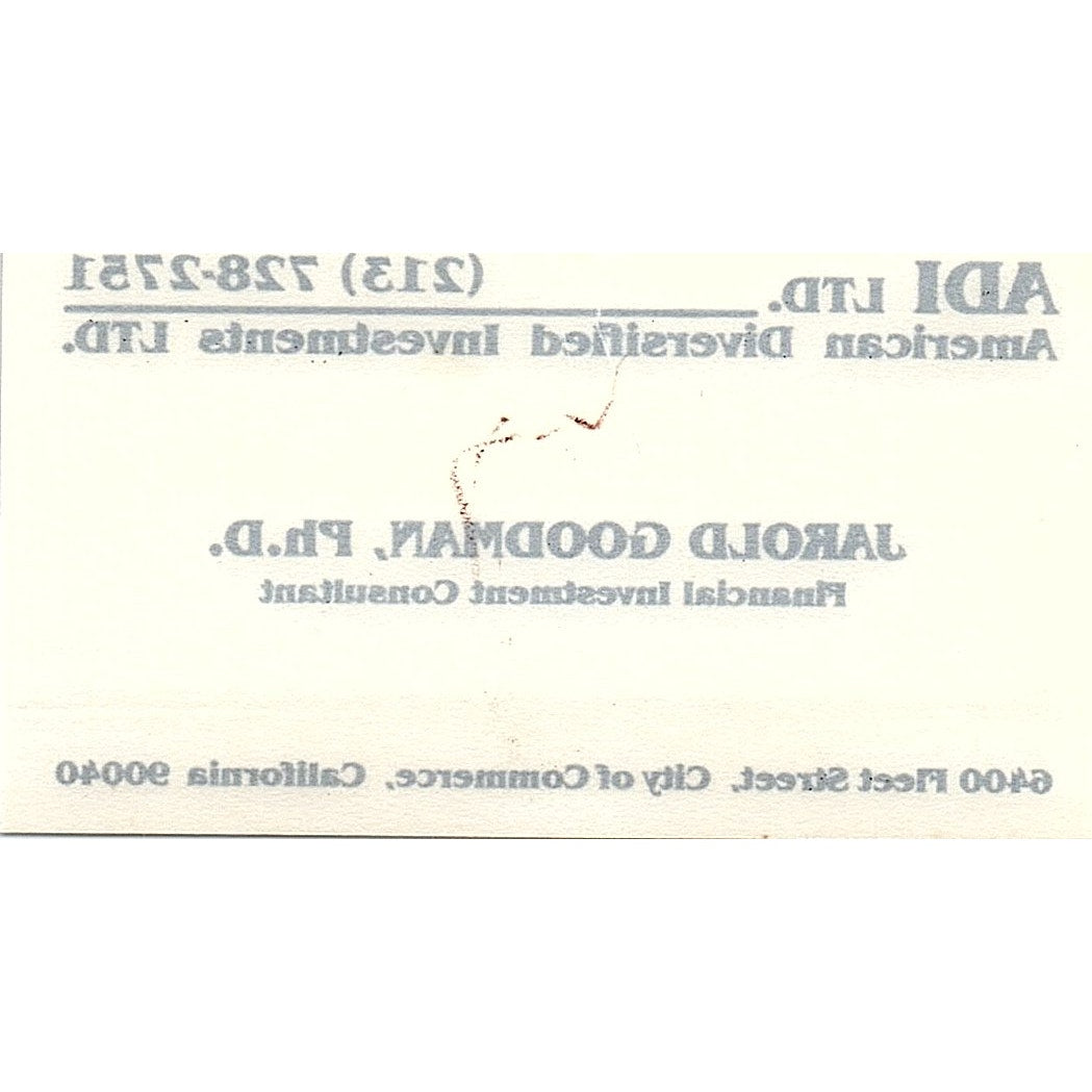 American Diversified Jarold Goodman City of Commerce Business Card SF3-B4