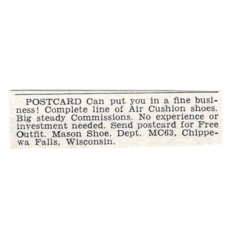 Air Cushion Shoes - Mason Shoe, Chippewa Falls WI 1955 Ad AG1-S5