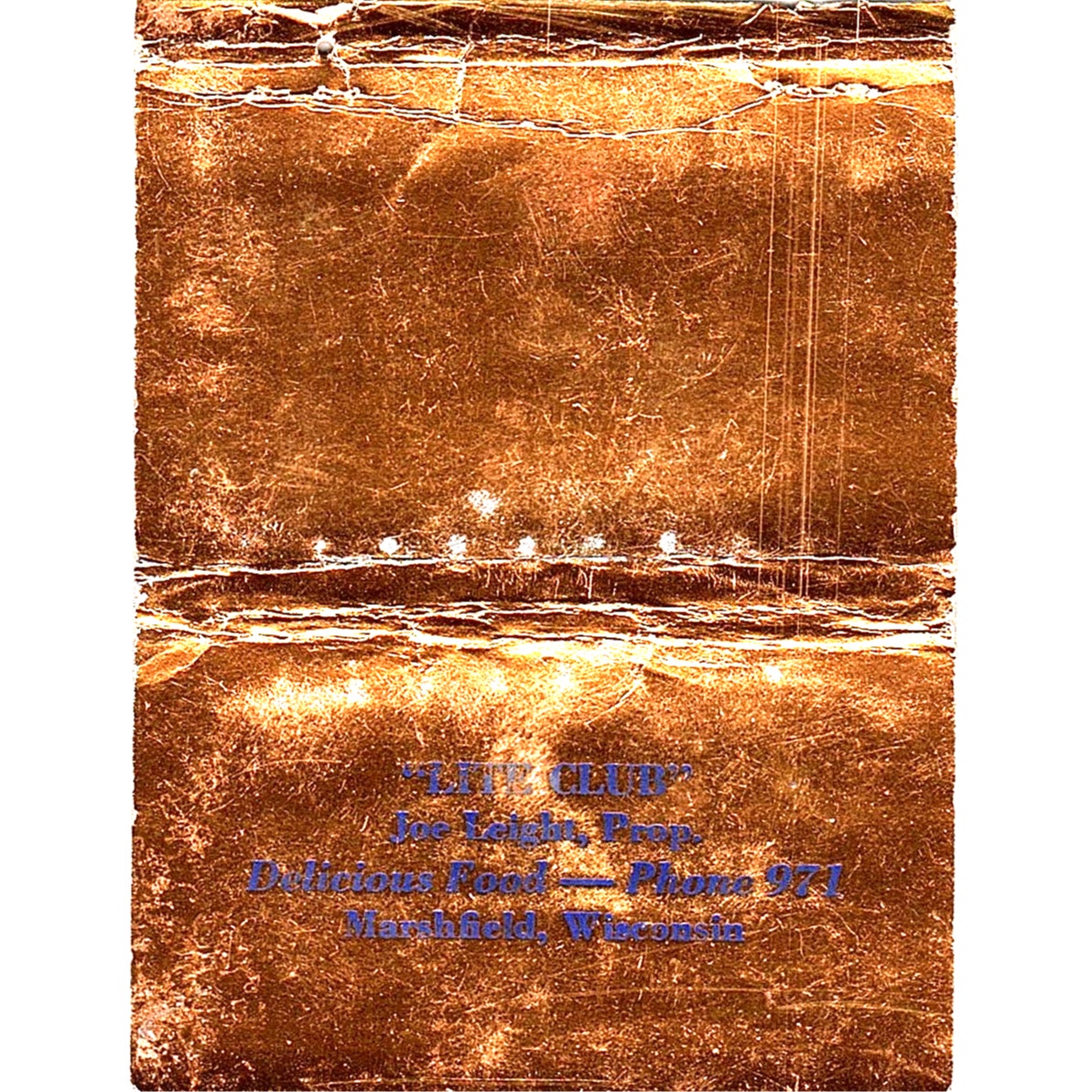 Lite Club Joe Leight Marshfield WI Vintage Large Matchbook Cover TH2-Y3