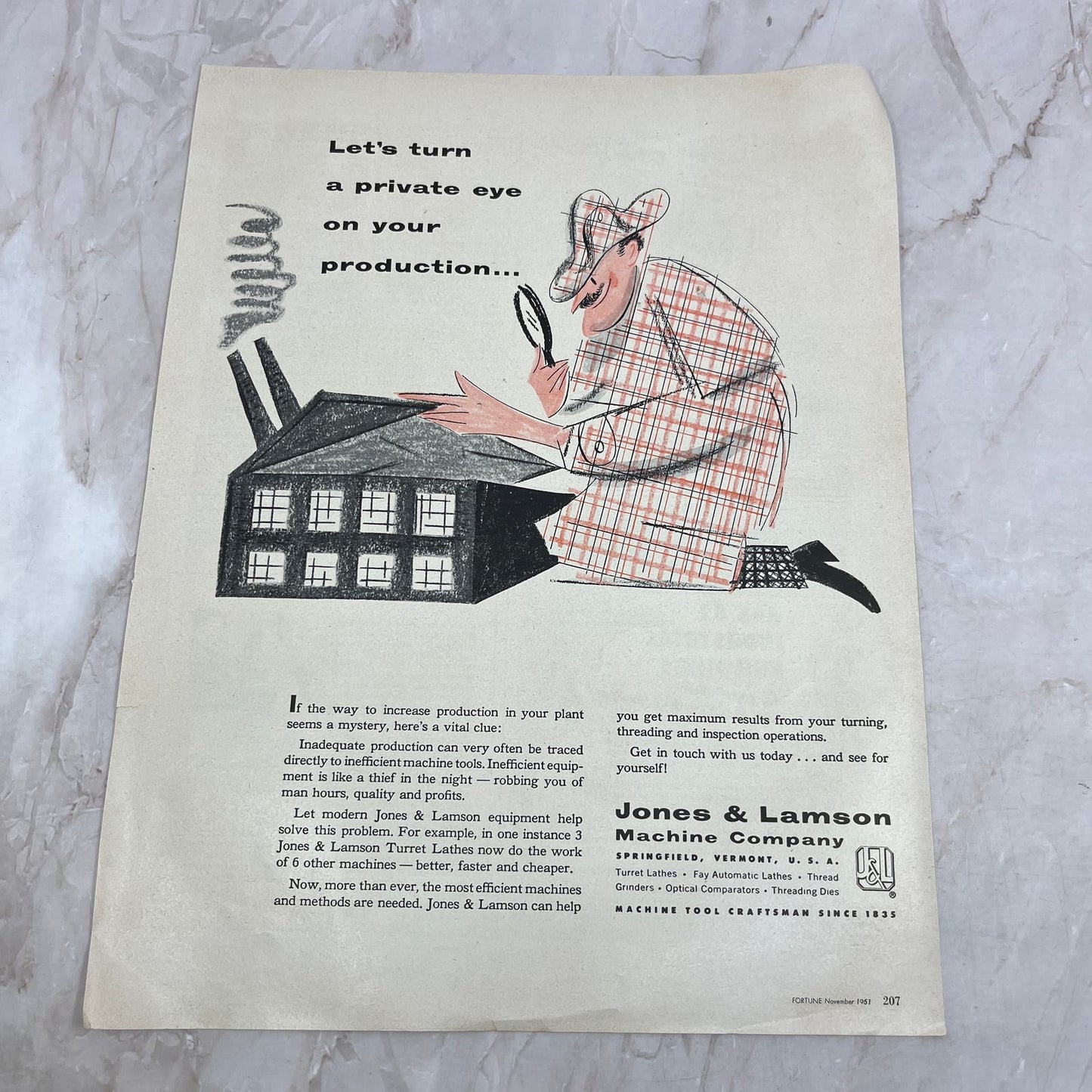 Jones & Lamson Machine Company Springfield VT 1951 Magazine Ad FL6-10