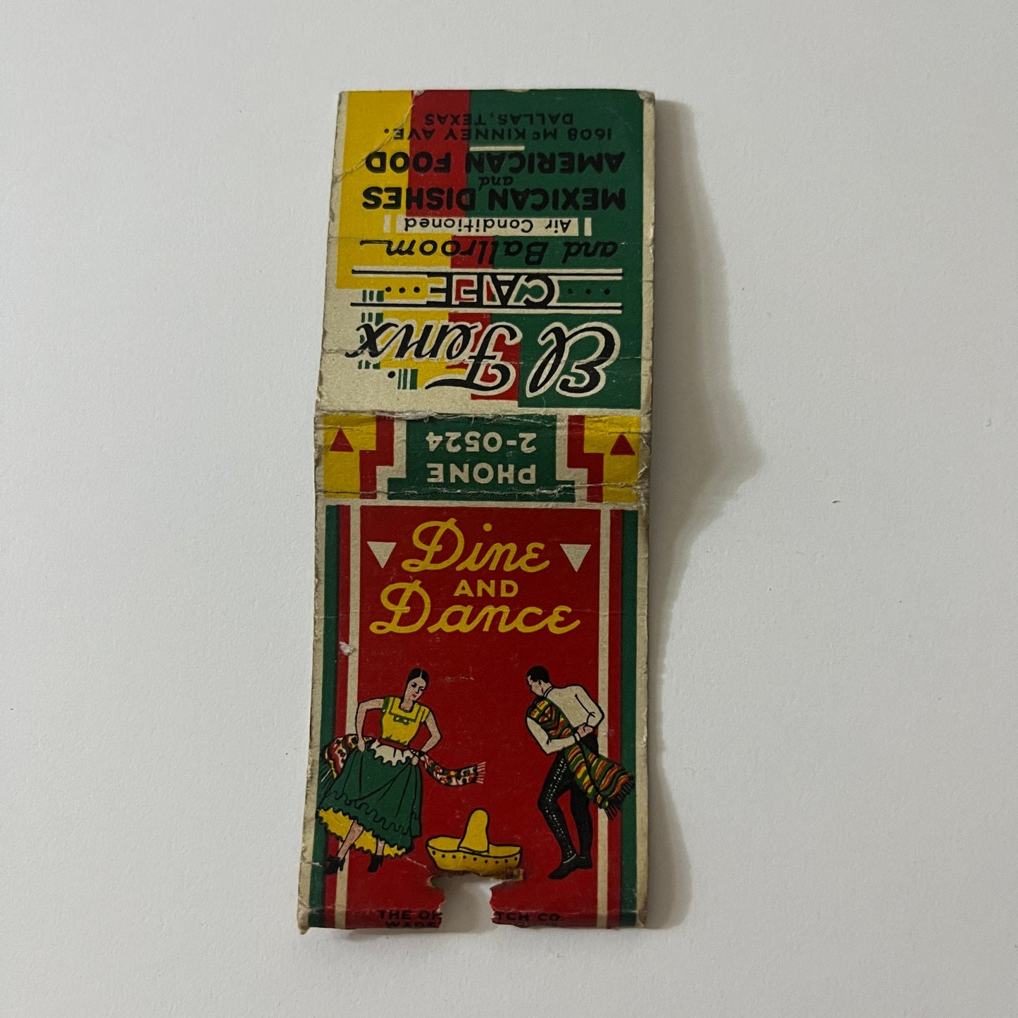 El Fenix Cafe Mexican Food Dallas Texas Vintage Matchbook TB6-MB2-11