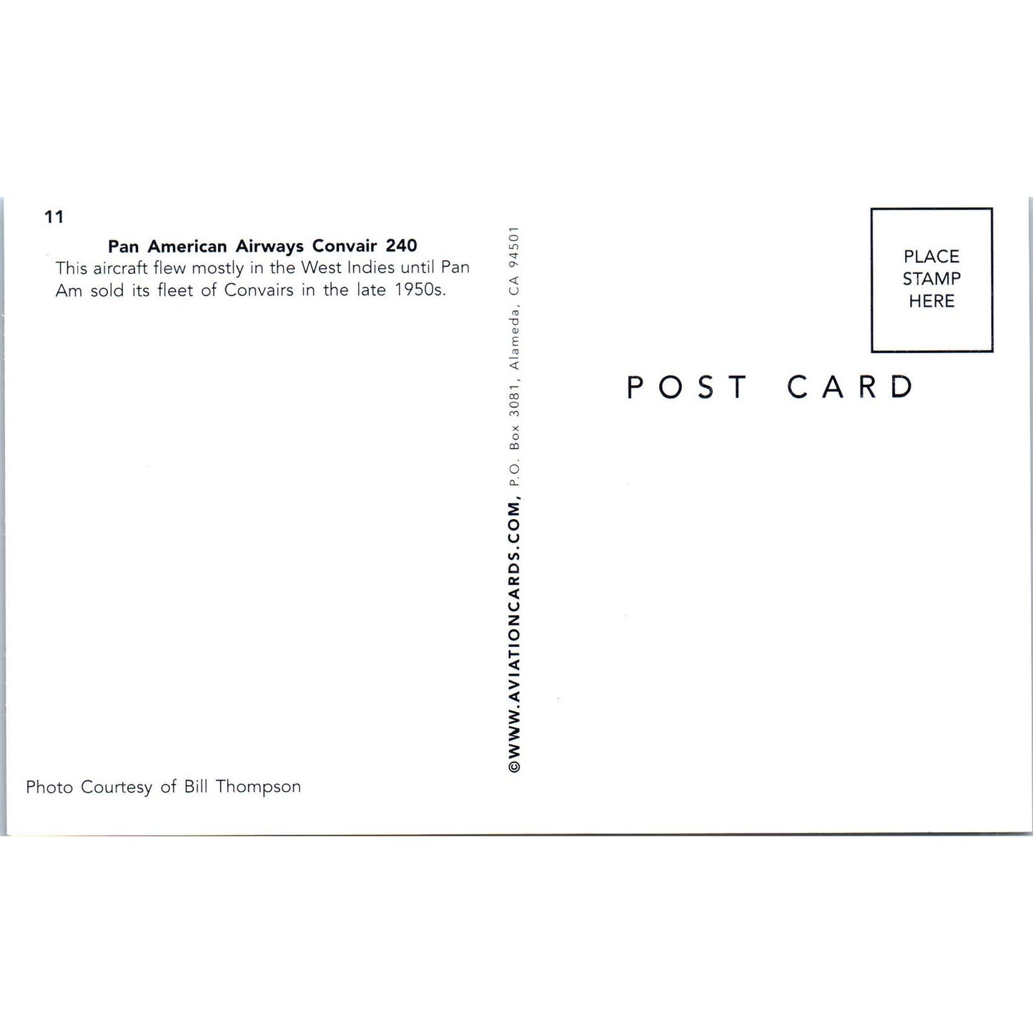 Pan American Airways Convair 240 Vintage Postcard PC18