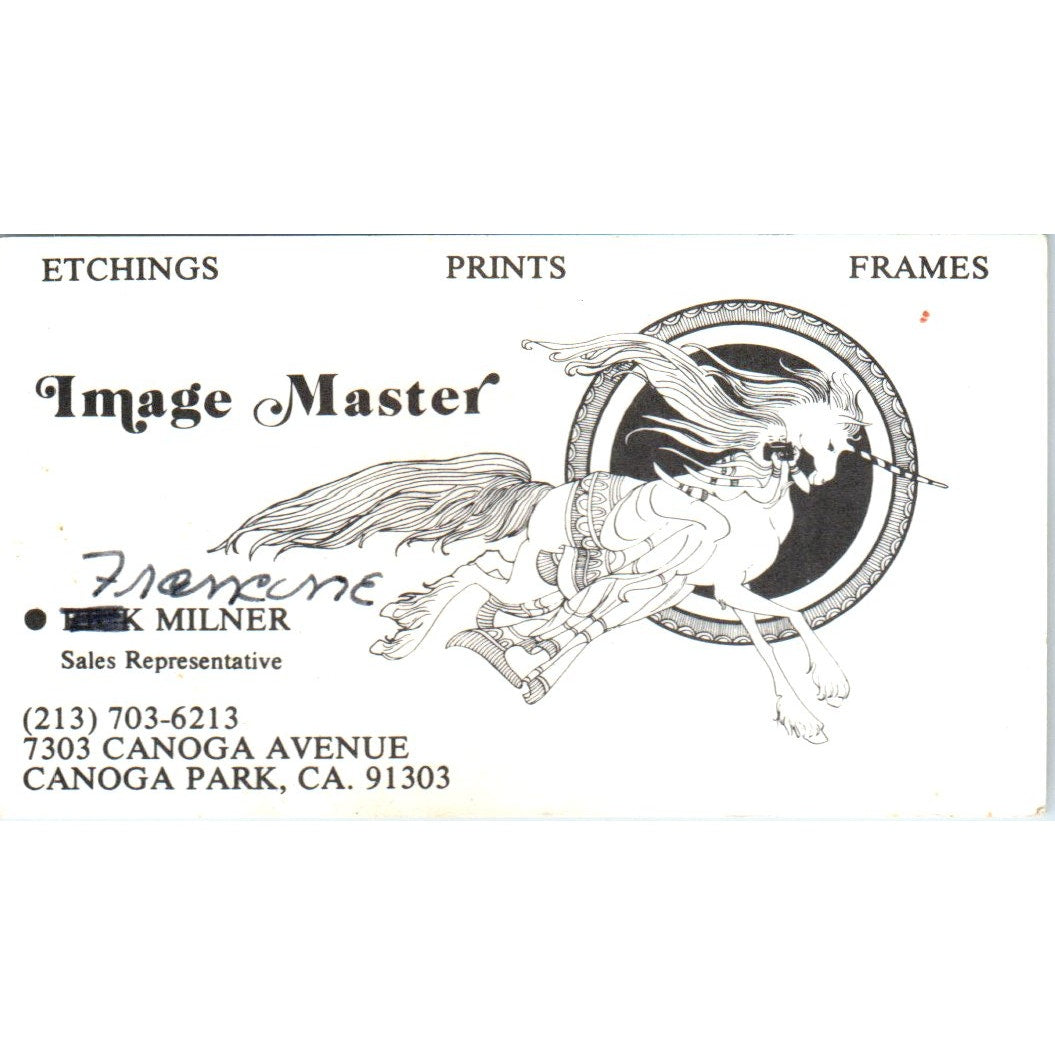 Image Master Frames Prints Francine Milner Canoga Park CA Business Card SD4-B1