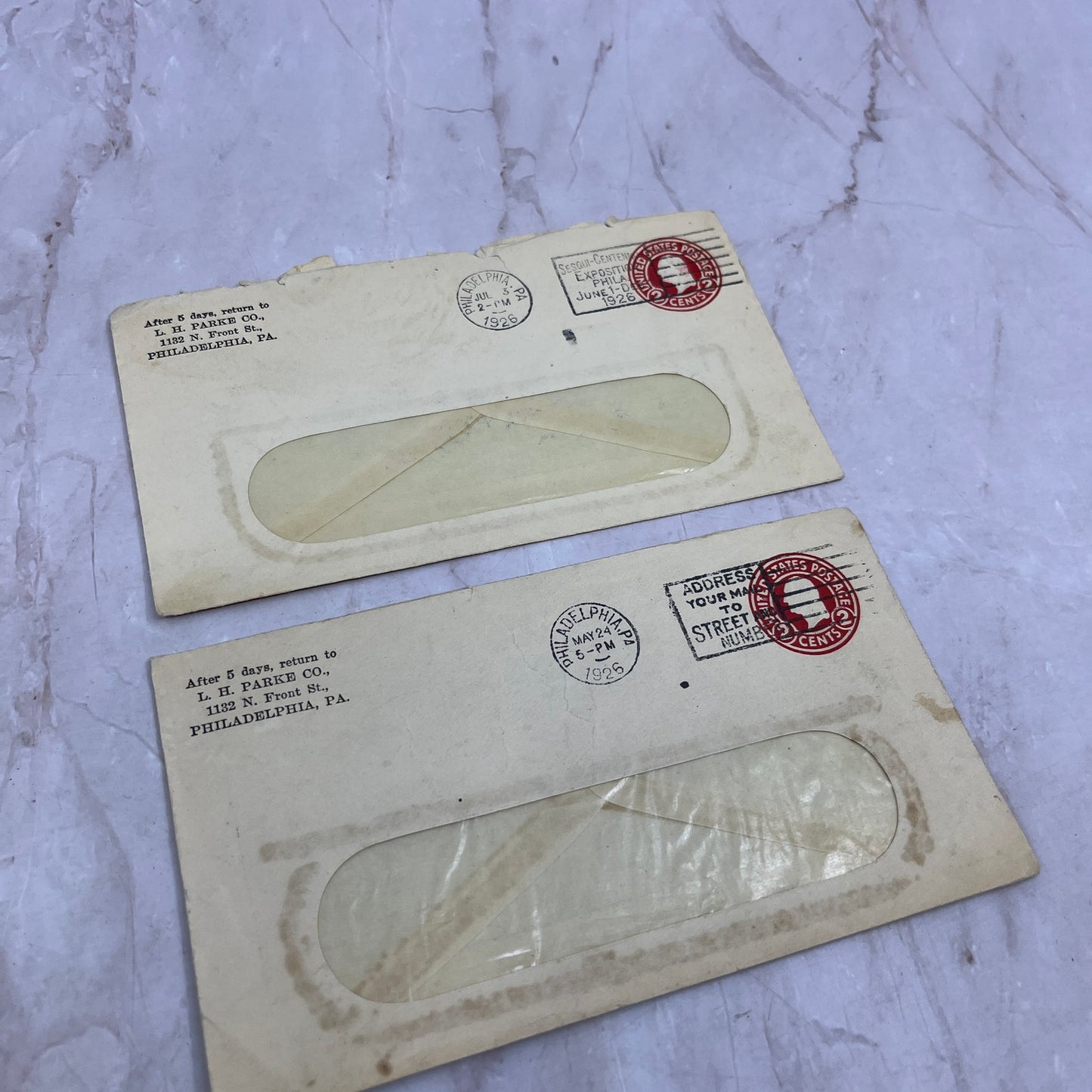 1920s Lot L.H. Parke Co Front St. Philadelphia PA Postal Cover Envelopes TI5-E-7