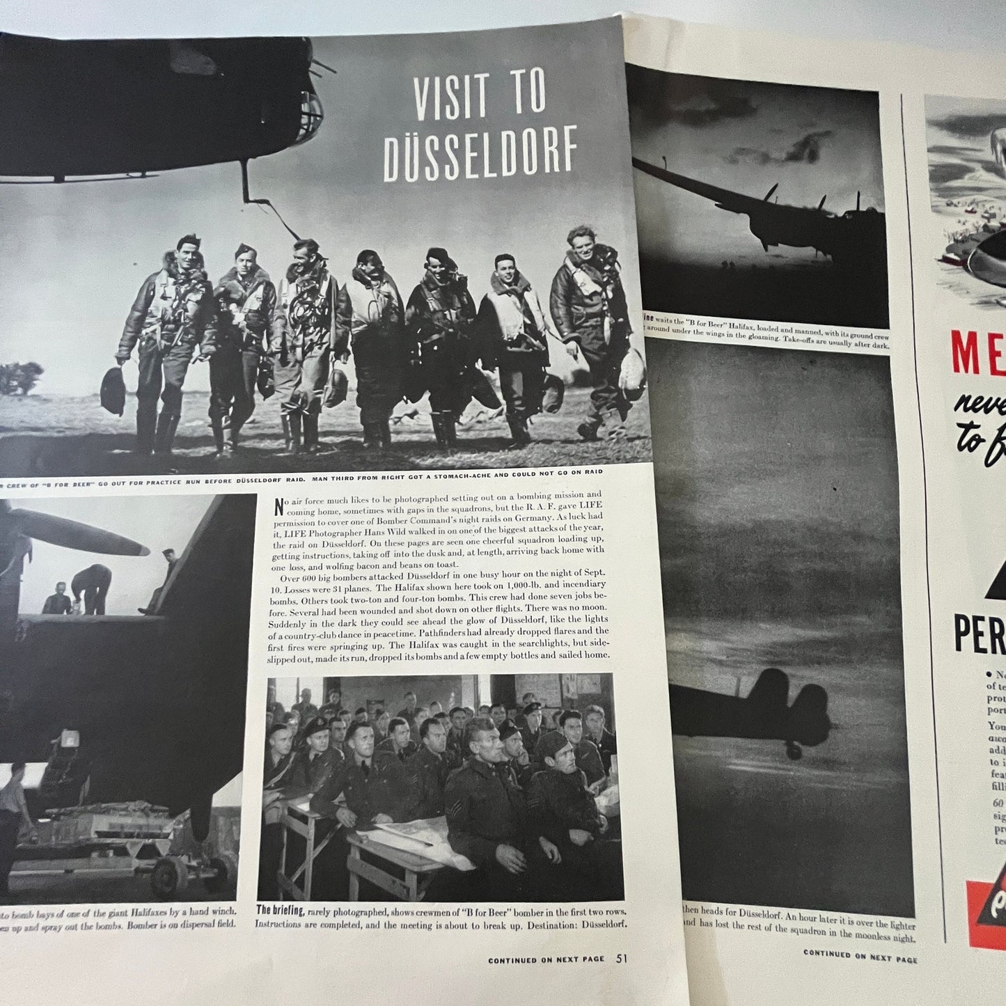 Halifax Bomber Crew Visit to Düsseldorf 3 Pages 1940s WWII Era Article V29-5