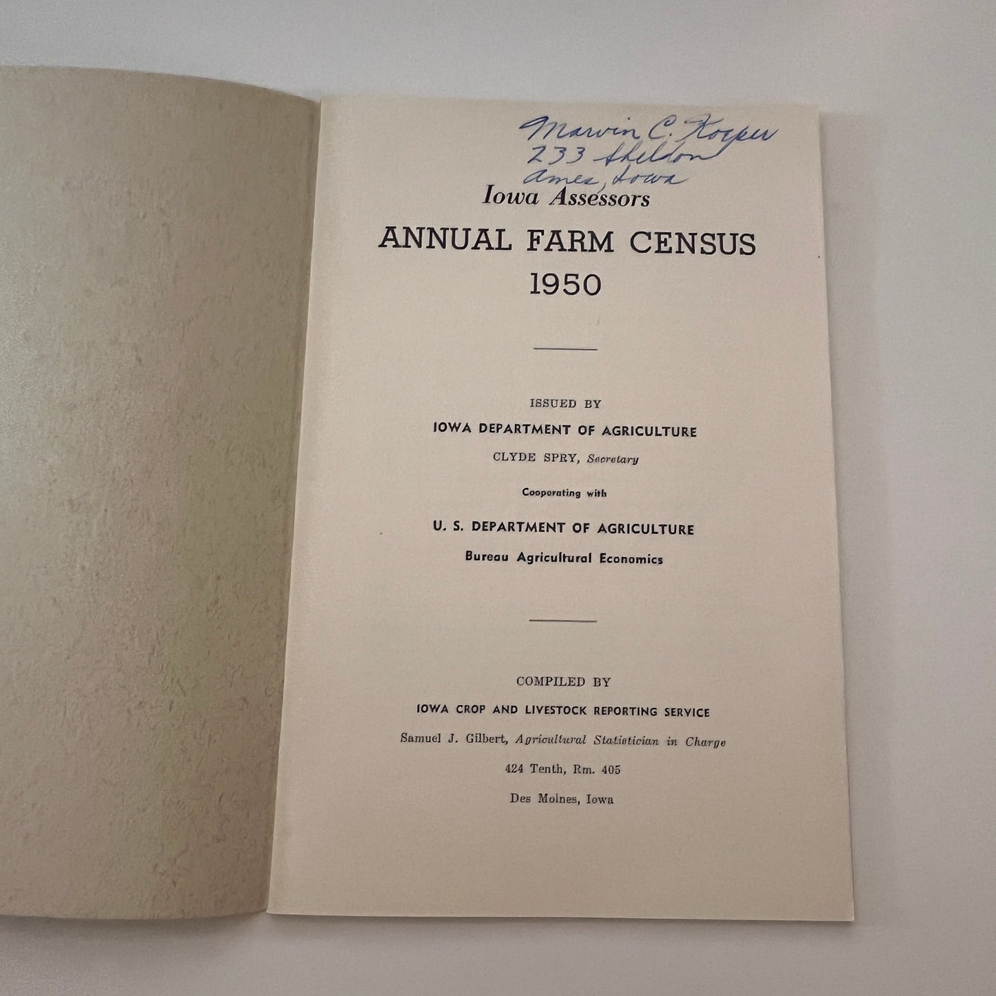State of Iowa Annual Farm Census 1950 Ames IA Farm Bulletin TK2-XB5