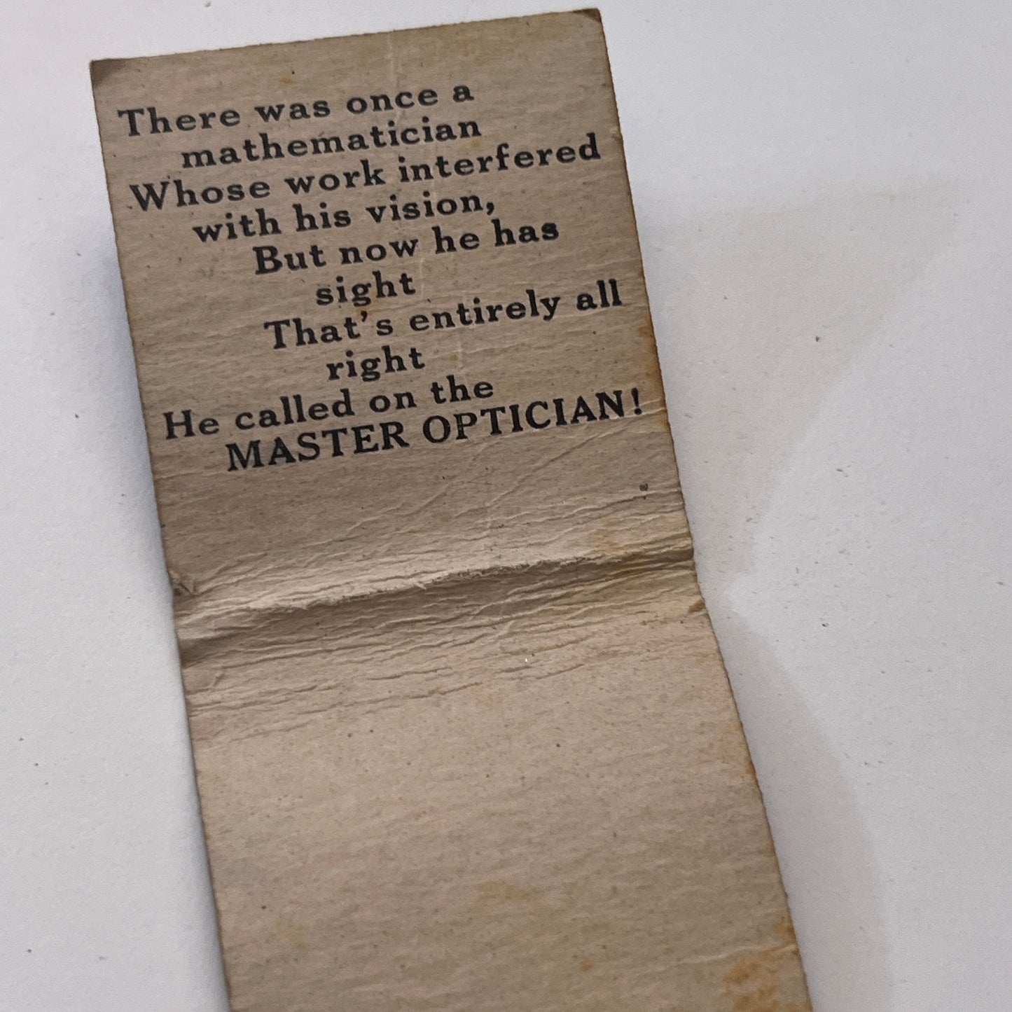 The Hartford Optical Co J.L. Schmidt Optician Vintage Matchbook Cover TB8-MB-12