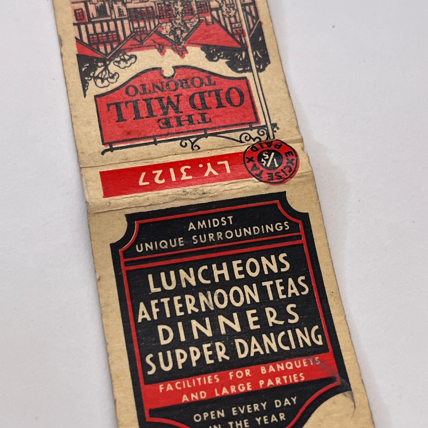 The Old Mill Toronto Vintage Matchbook Cover TB8-MB-13