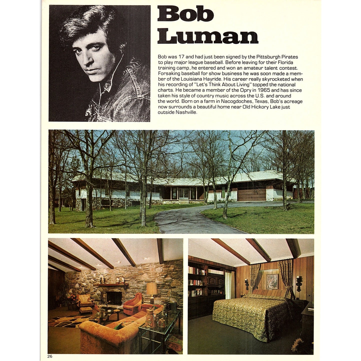 Bob Luman - Jeannie C. Riley Double Sided Bio & Home 1977 Photo Print AF3-6
