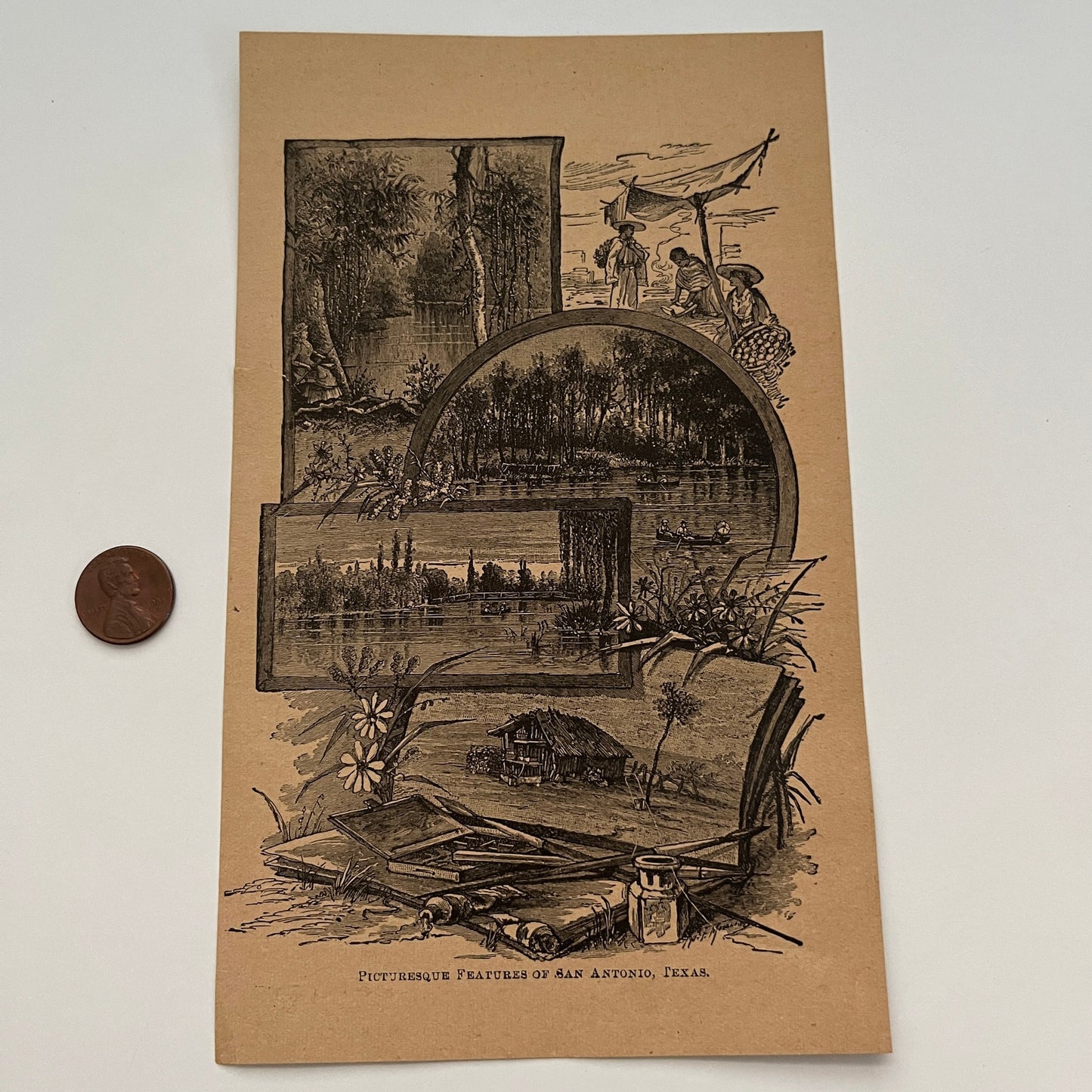 Picturesque Features of San Antonio, Texas 1894 Art Engraving SAG4-8