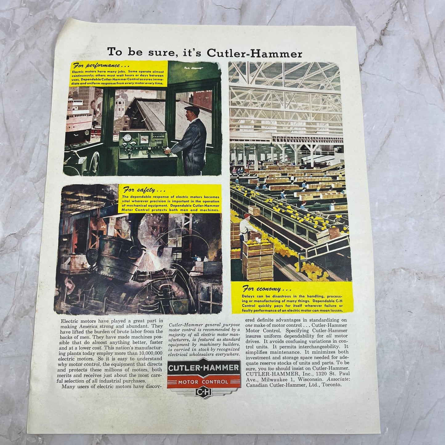 Cutler-Hammer Motor Control Milwaukee WI 1951 Magazine Ad FL6-10