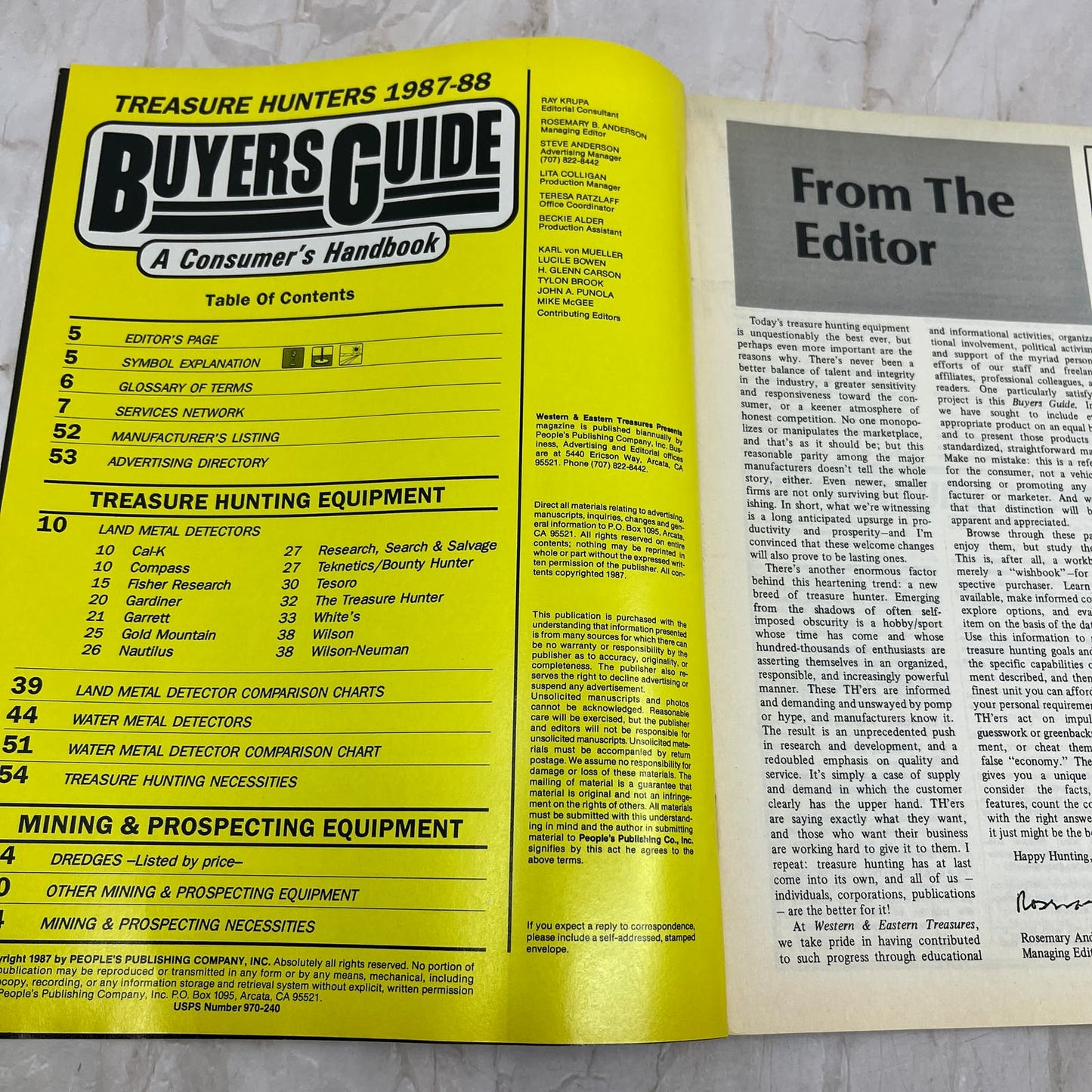 1987-88 Western & Eastern Treasures - Treasure Hunters Buyers Guide M20