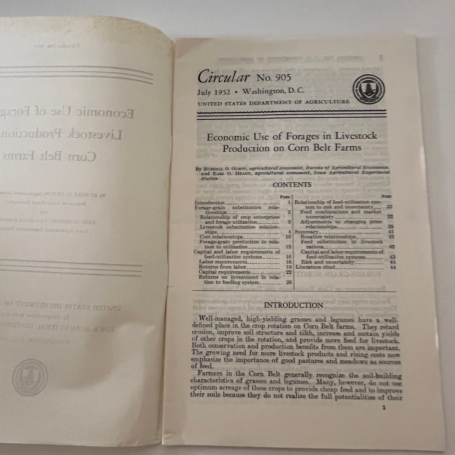 Economic Use of Forages in Livestock Production on Farms 1952 Bulletin TK2-XB5