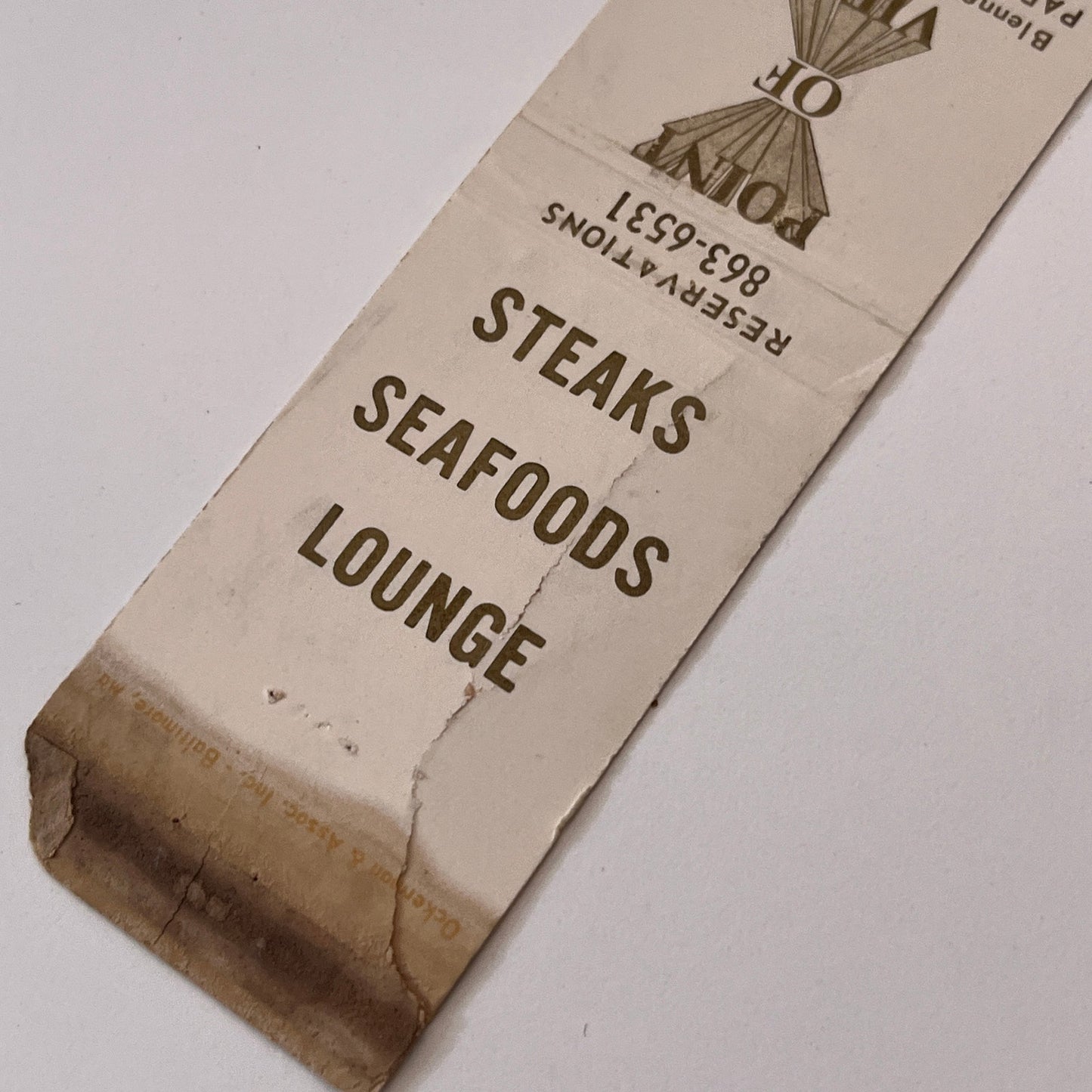 Point of View Blennerhassett Heights Parkersburg WV Vintage Matchbook TB6-MB1-15