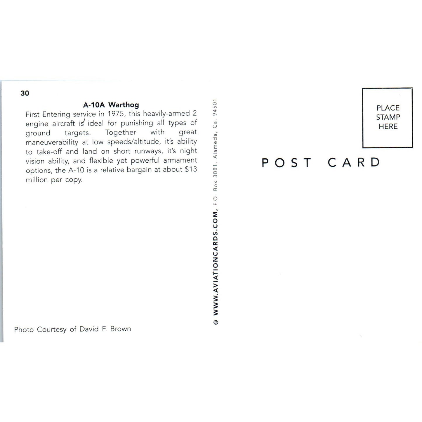 A-10A Warthog Vintage Postcard PC2