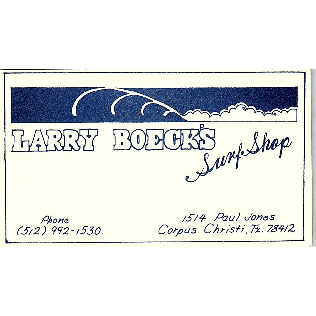 Larry Boeck's Surf Shop Corpus Christi TX Vintage Business Card SE5-B4