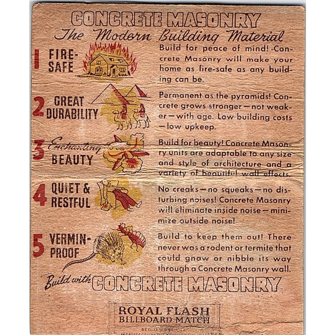 Fehr Concrete Products Inc Eau Claire Rice Lake WI Large Matchbook Cover ML1-8