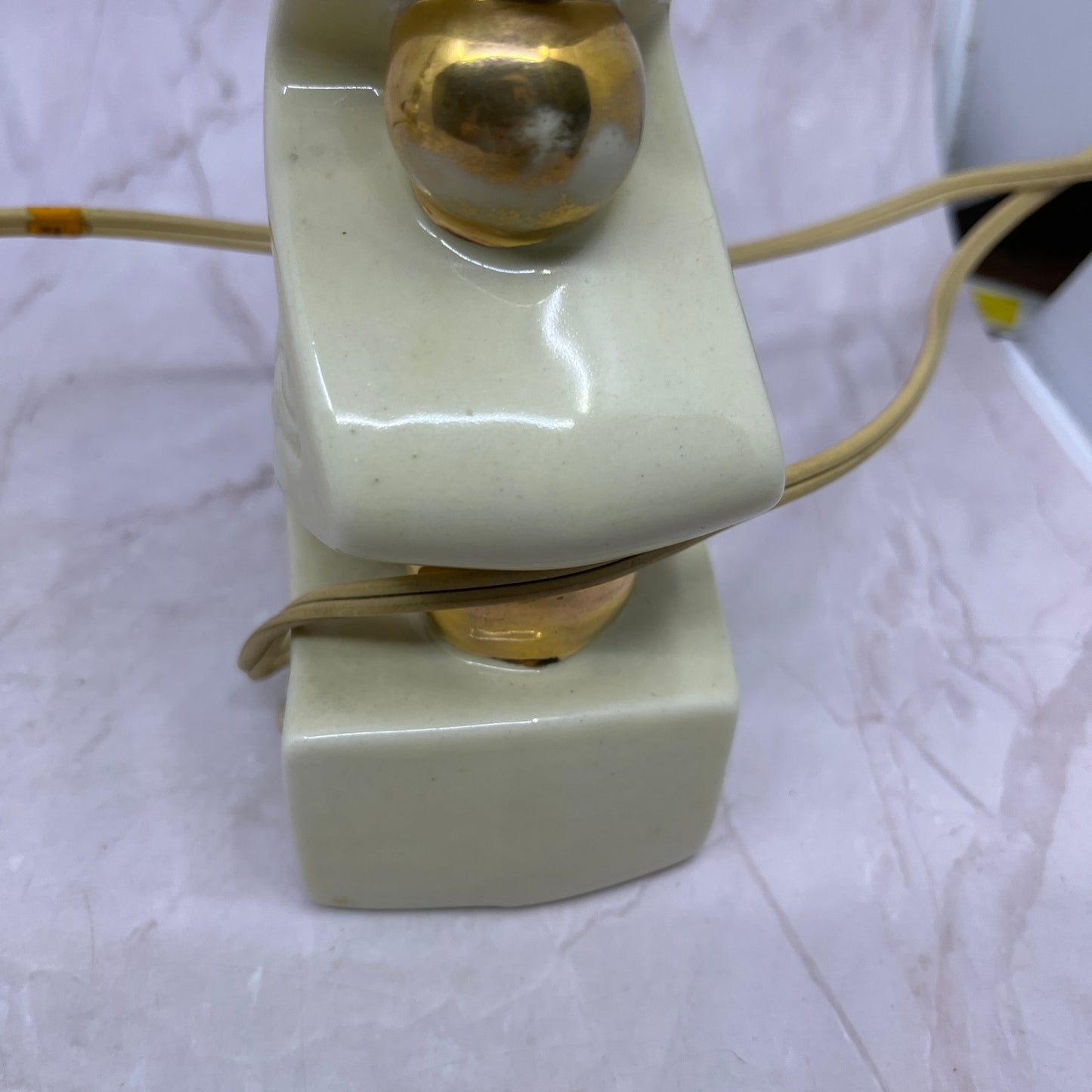 1950s Kron Zig-Zag Ceramic Lamp Mid Century MCM Atomic Era Lighting Set of 2