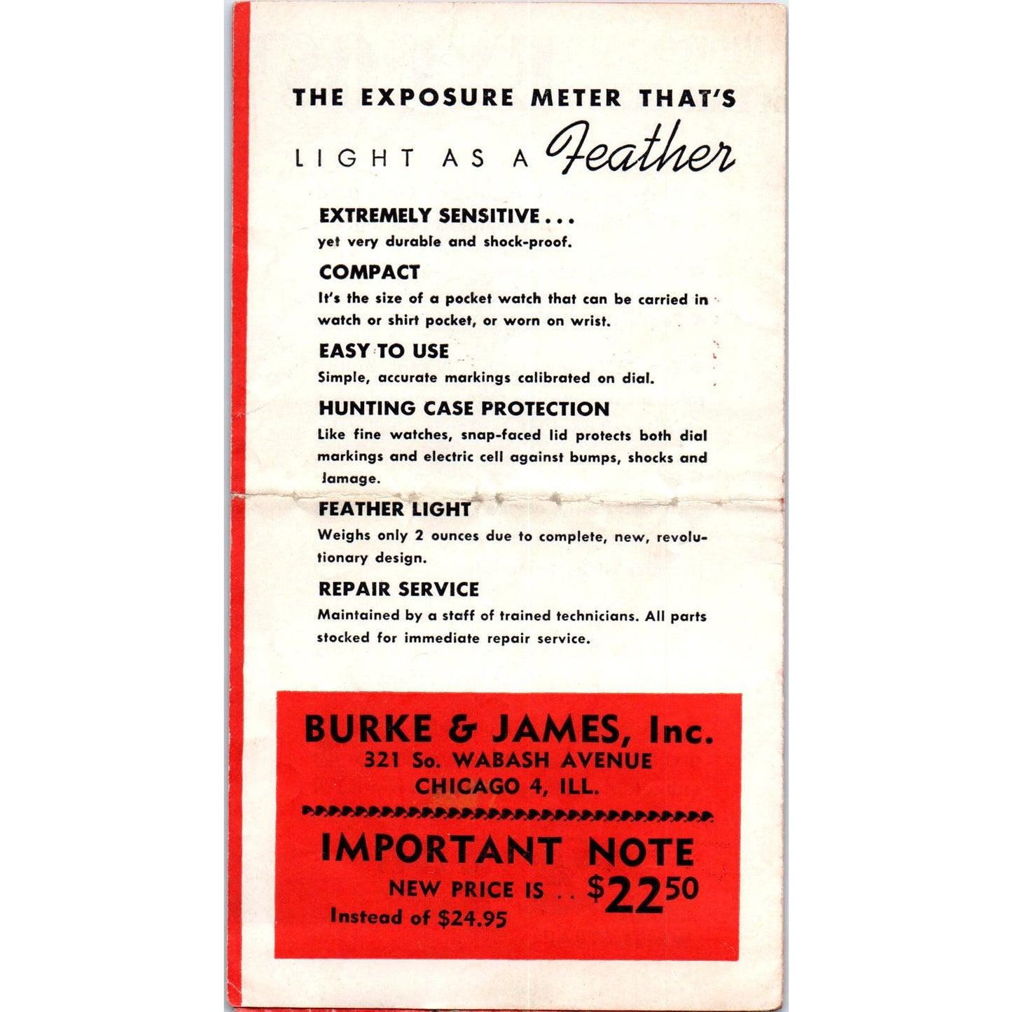 Vintage Chronos Photo Electric Cell Exposure Meter Pamphlet Brochure AE2