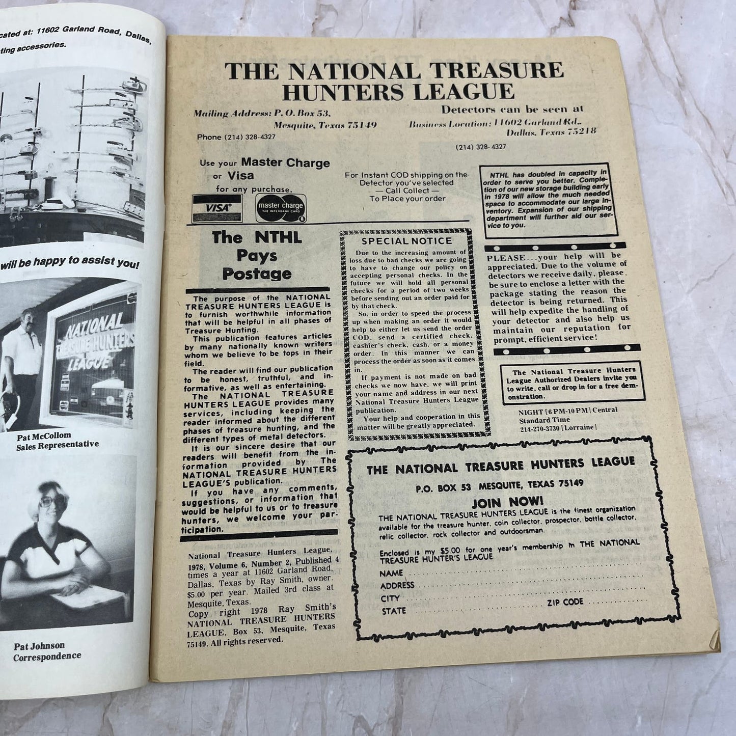 1978 National Treasure Hunters League Magazine - Mesquite TX Ray Smith M19