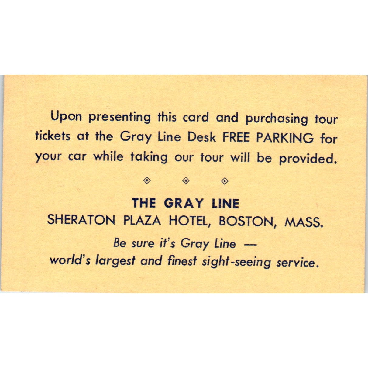 Vintage Gray Line Sightseeing Tour Card Cranberry Motel Manomet MA TH9-CB