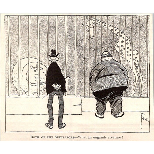 Zoo Spectators Political Cartoon Signed Fen 1908 Clipping AI6-5