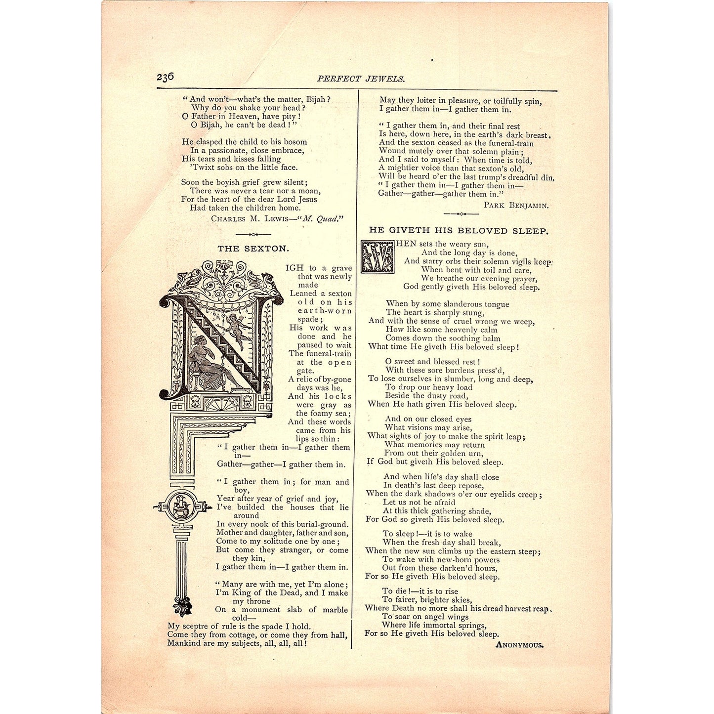 Bijah's Story Charles M. Lewis, The Sexton Park Benjamin 1884 Poem TA5-CJ-2