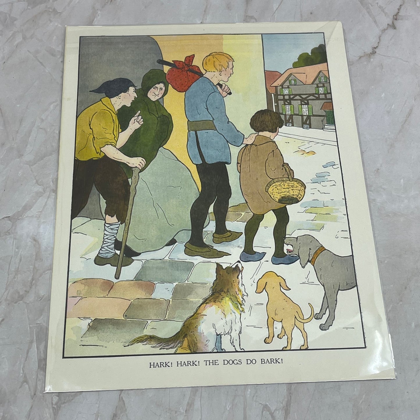 Hark Hark The Dogs Do Bark Mother Goose Vintage Print Blanche Wright FL6-9