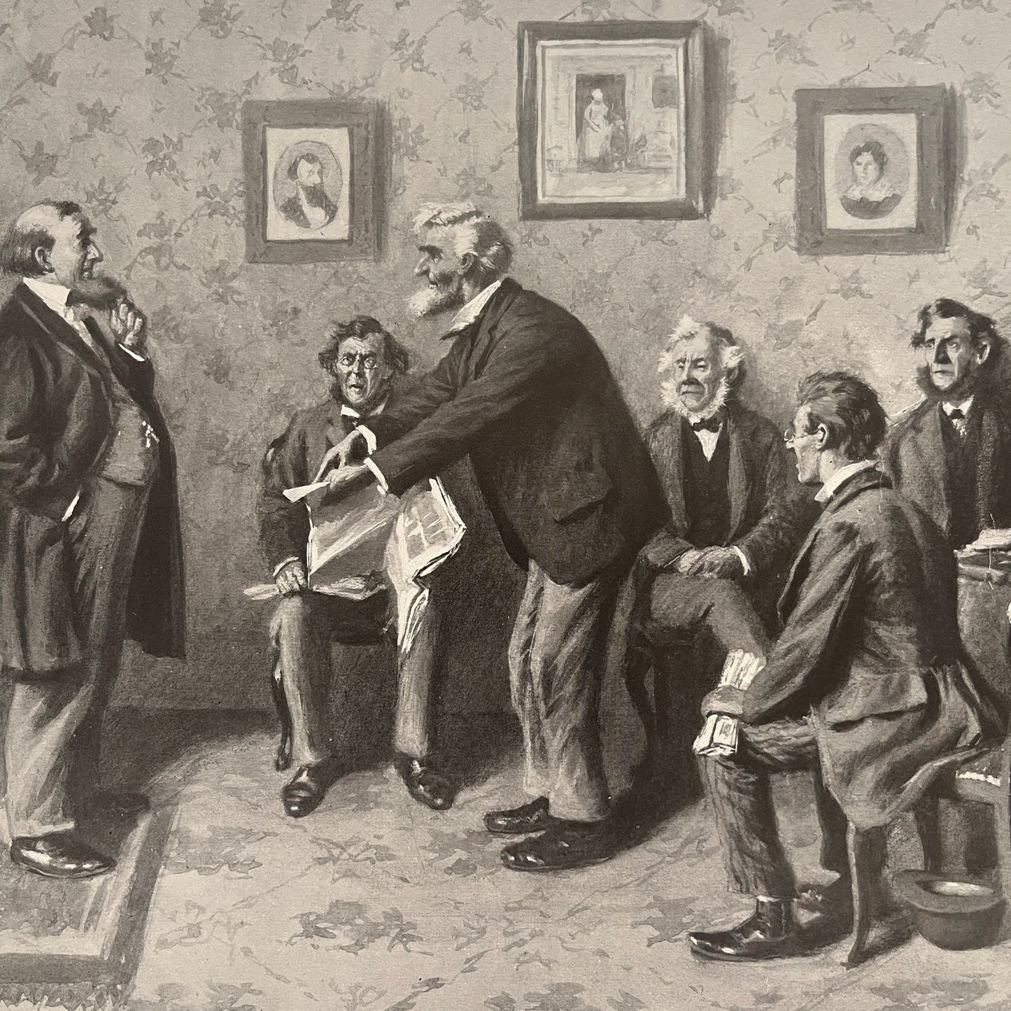 The Day of Reckoning - Town Hall Scene - Original 1904 A.B Frost Art Print V26-4