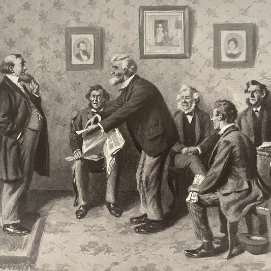 The Day of Reckoning - Town Hall Scene - Original 1904 A.B Frost Art Print V26-4