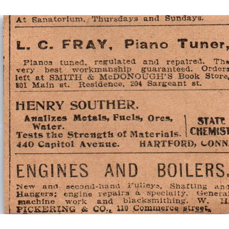 Stephen Maslen Monuments Headstones Hartford 1901 Newspaper Ad AD8-HS3