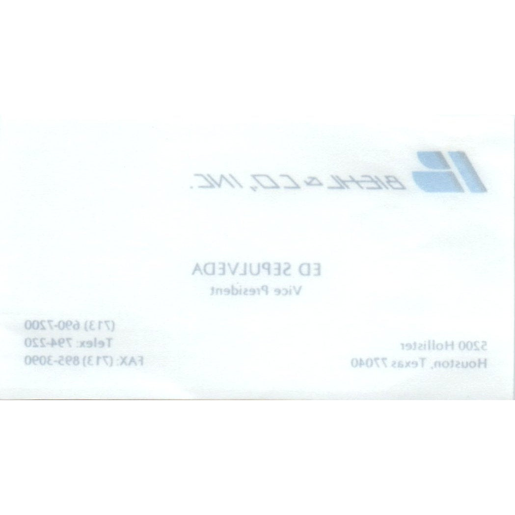 Biehl & Co Inc Ed Sepulveda Houston Vintage Business Card SD8-B18