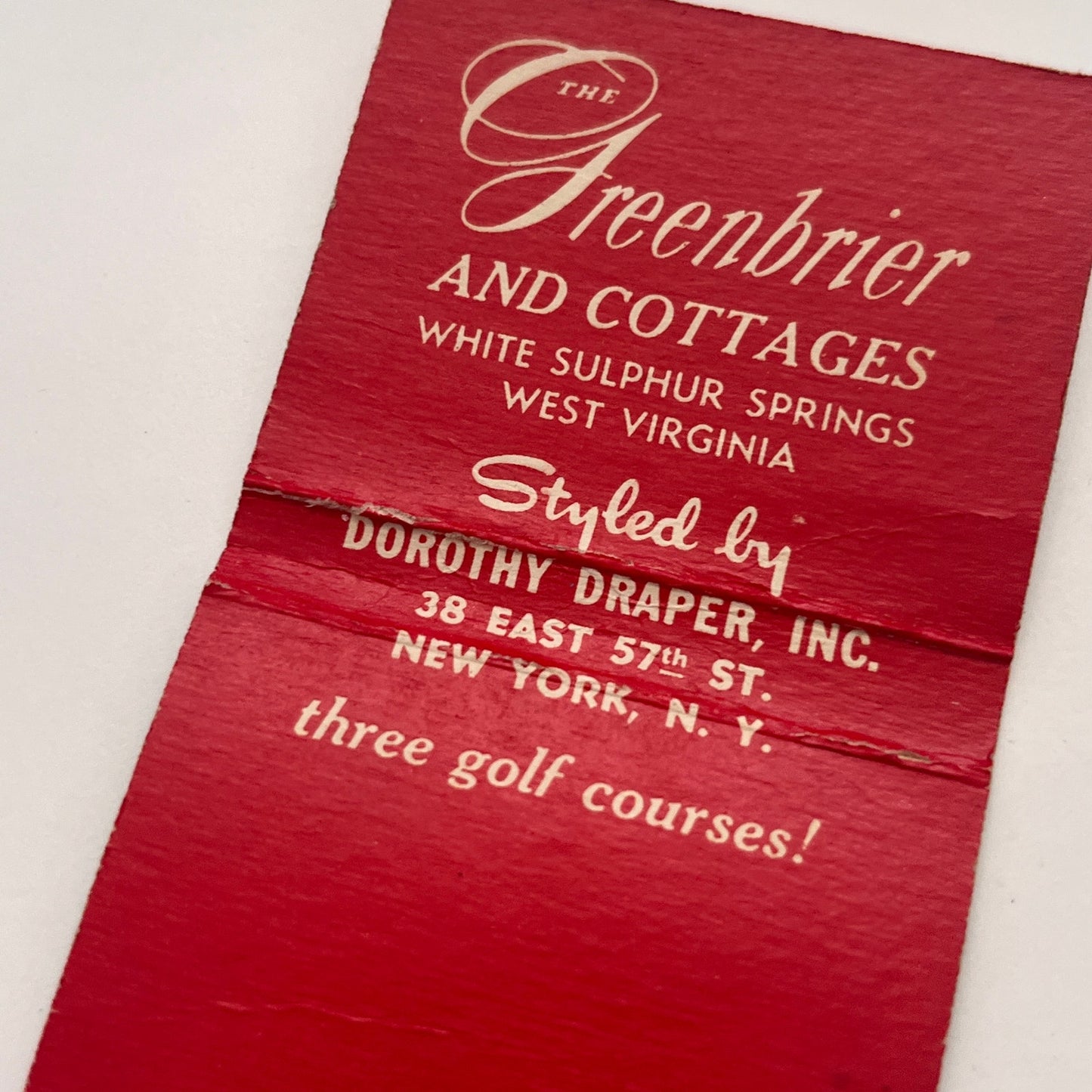 The Greenbriar and Cottages White Sulphur Springs WV Matchbook Cover TB8-MB-6