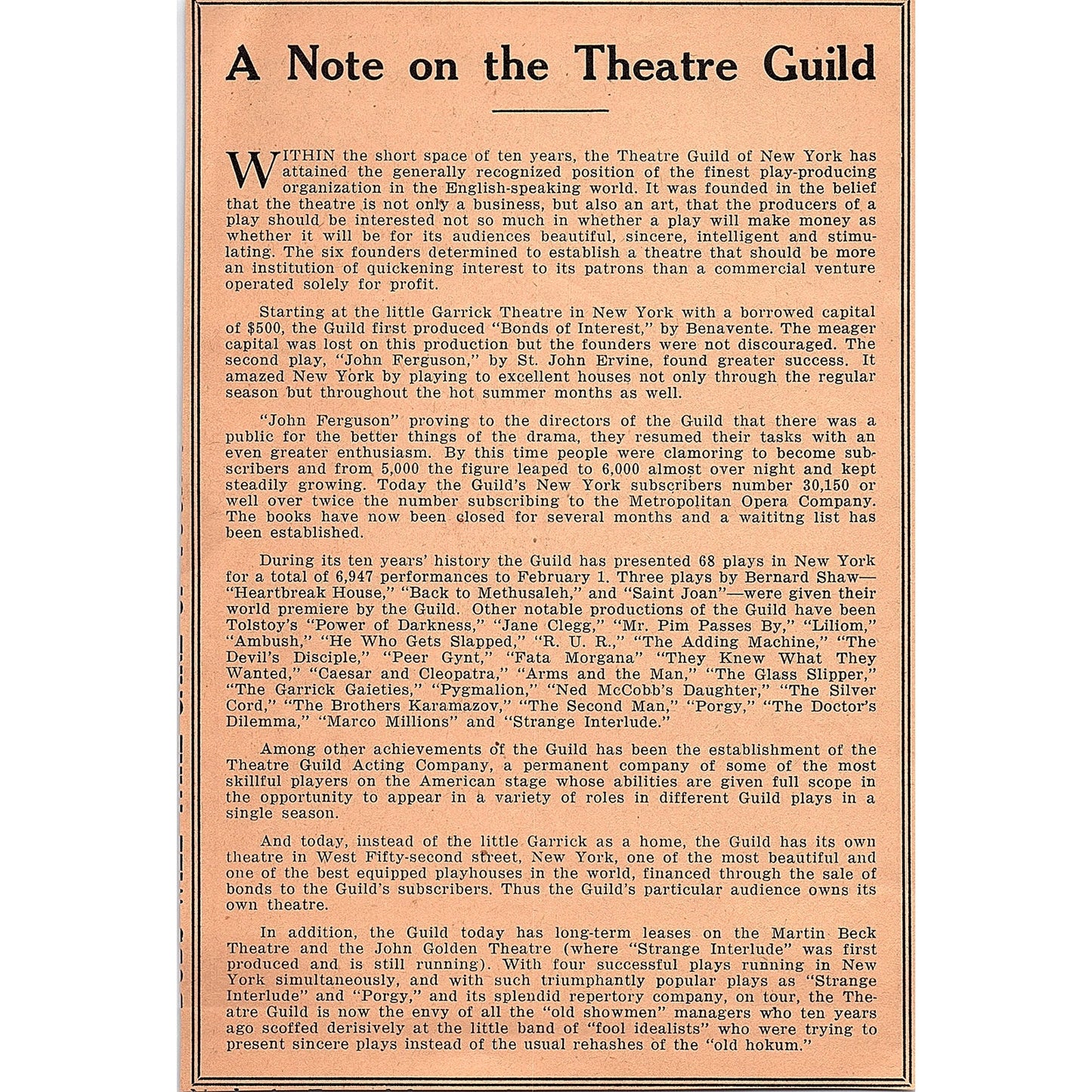 Sam S. Shubert Theatre Notes Ray Whittaker 1929 Kansas City Ad AG6-7
