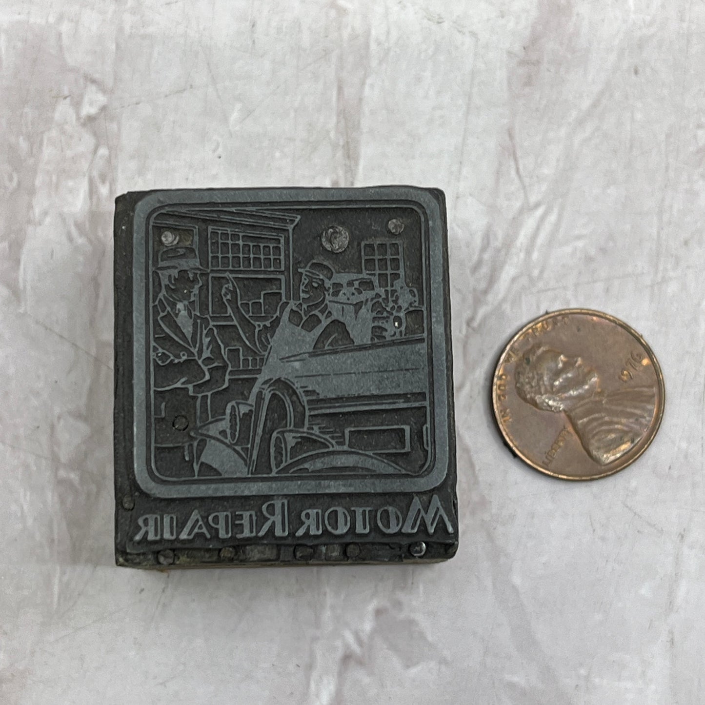 Retro Motor Repair Vintage Letterpress Printers Block Plate SF5