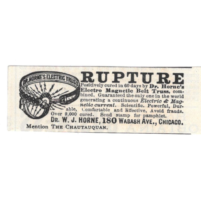 W.J. Horne Electromagnetic Belt Truss Rupture c1890 Victorian Ad AE8-CH11