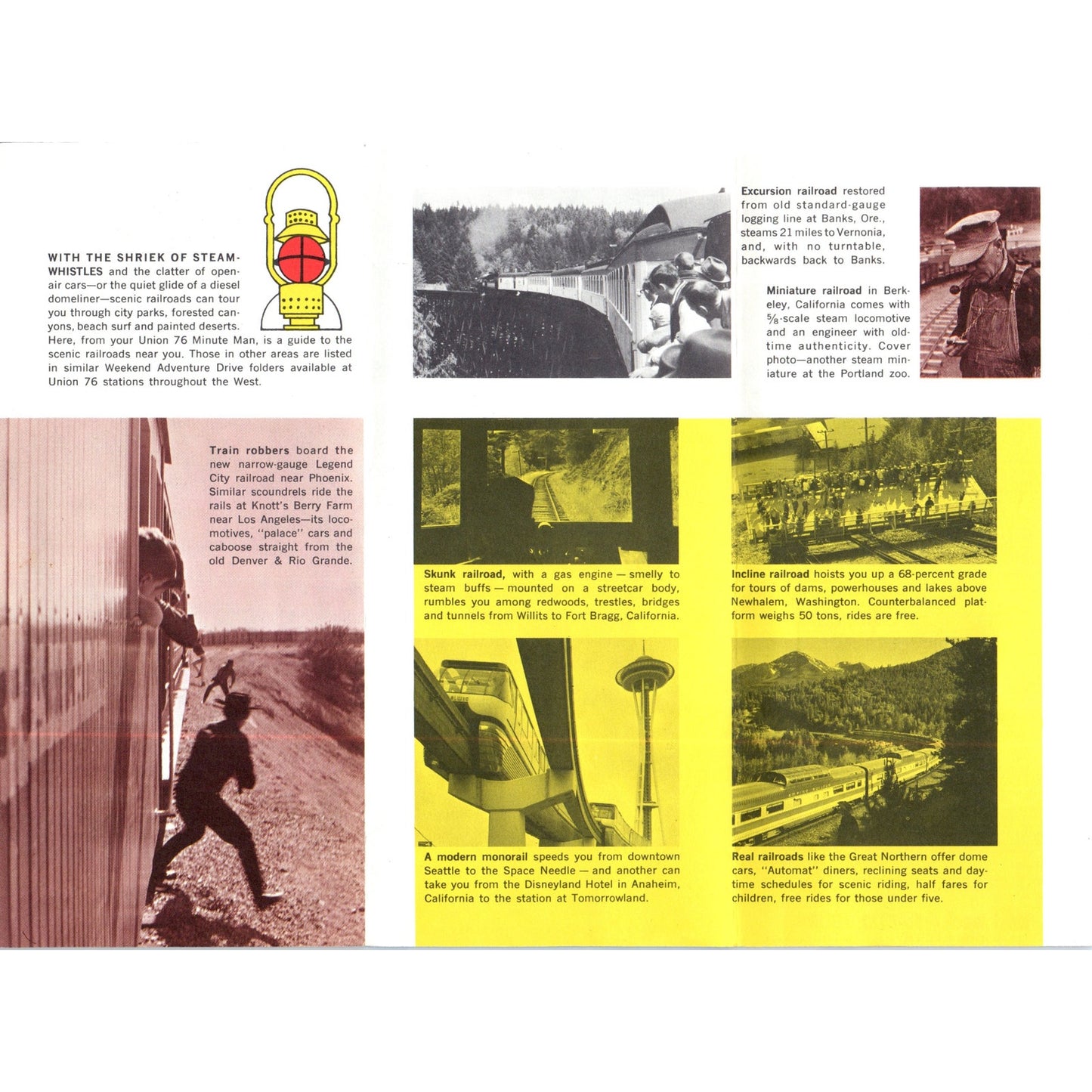 1964 Union Oil Washington-Oregon Scenic Railroads Travel Brochure & Map TH9-CB