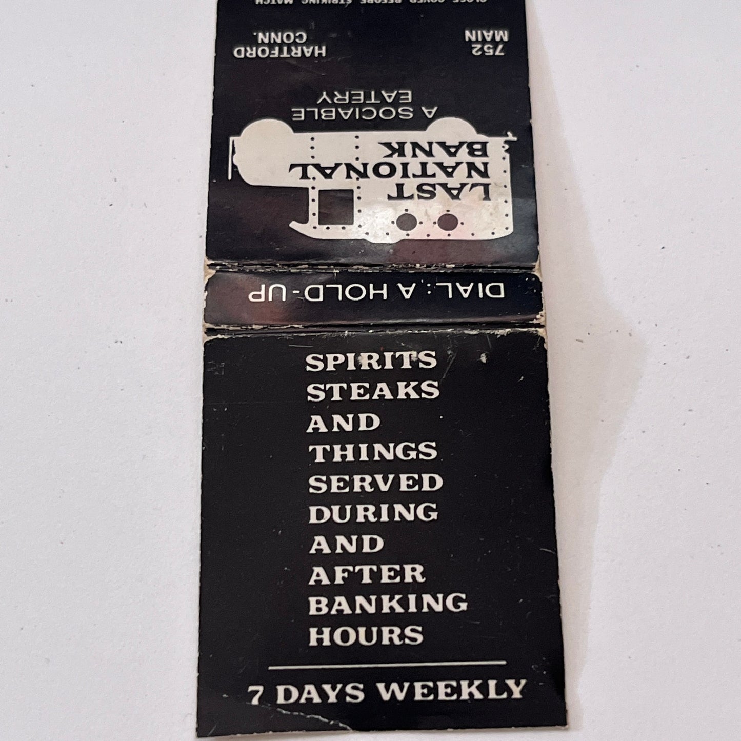 Last National Bank A Sociable Eatery Hartford Vintage Matchbook Cover TB6-MB1-8