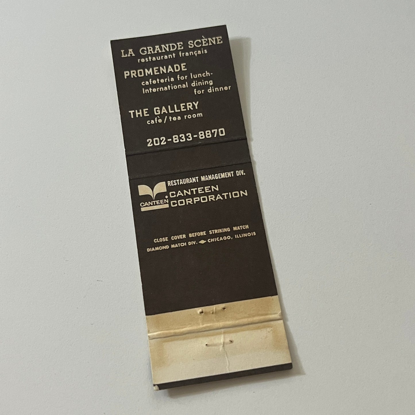 John F Kennedy Center Restaurants Washington DC Vintage Matchbook MB59-4