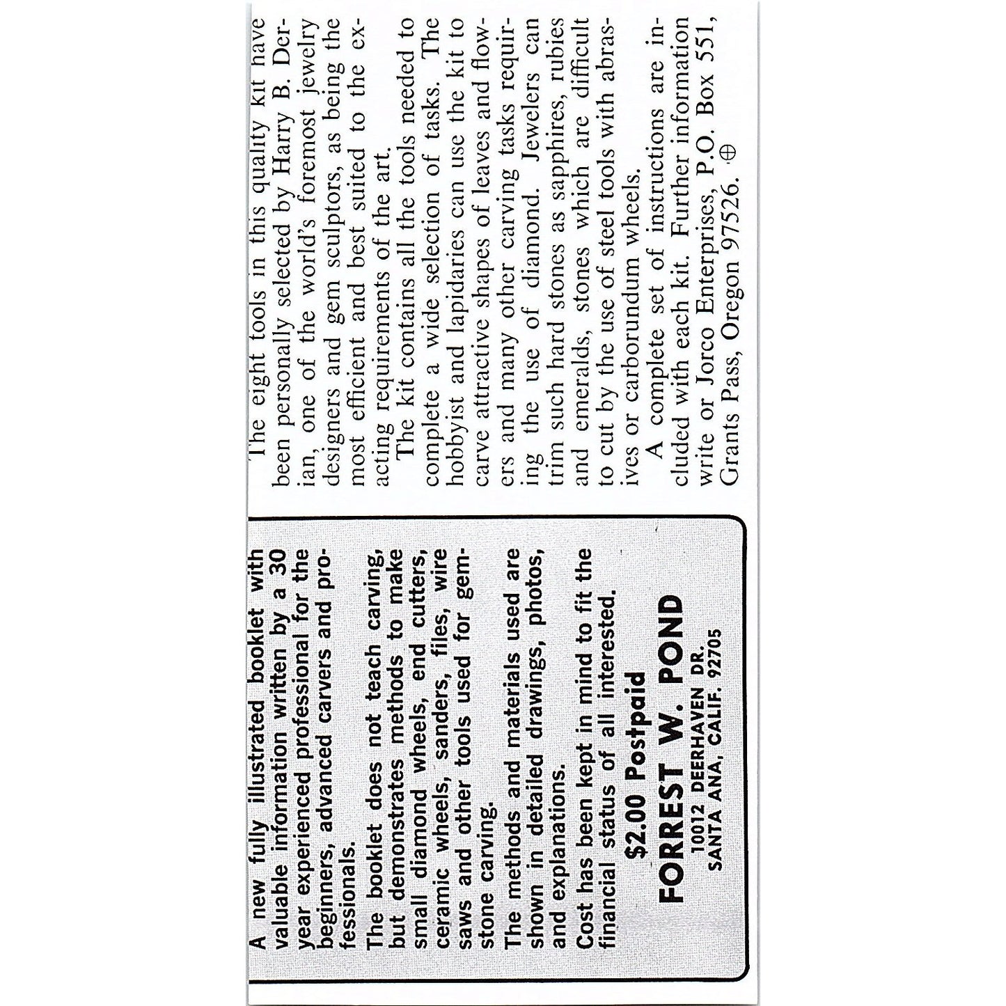 Milton C "The Gem King" Canton Ohio 1972 Ad AF8-M3