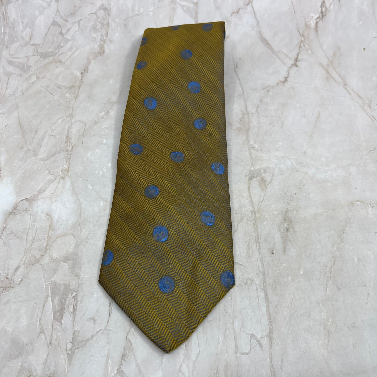 Retro Men's Towncraft Par Excellence Polyester Brown Blue Necktie Tie TG9-T1