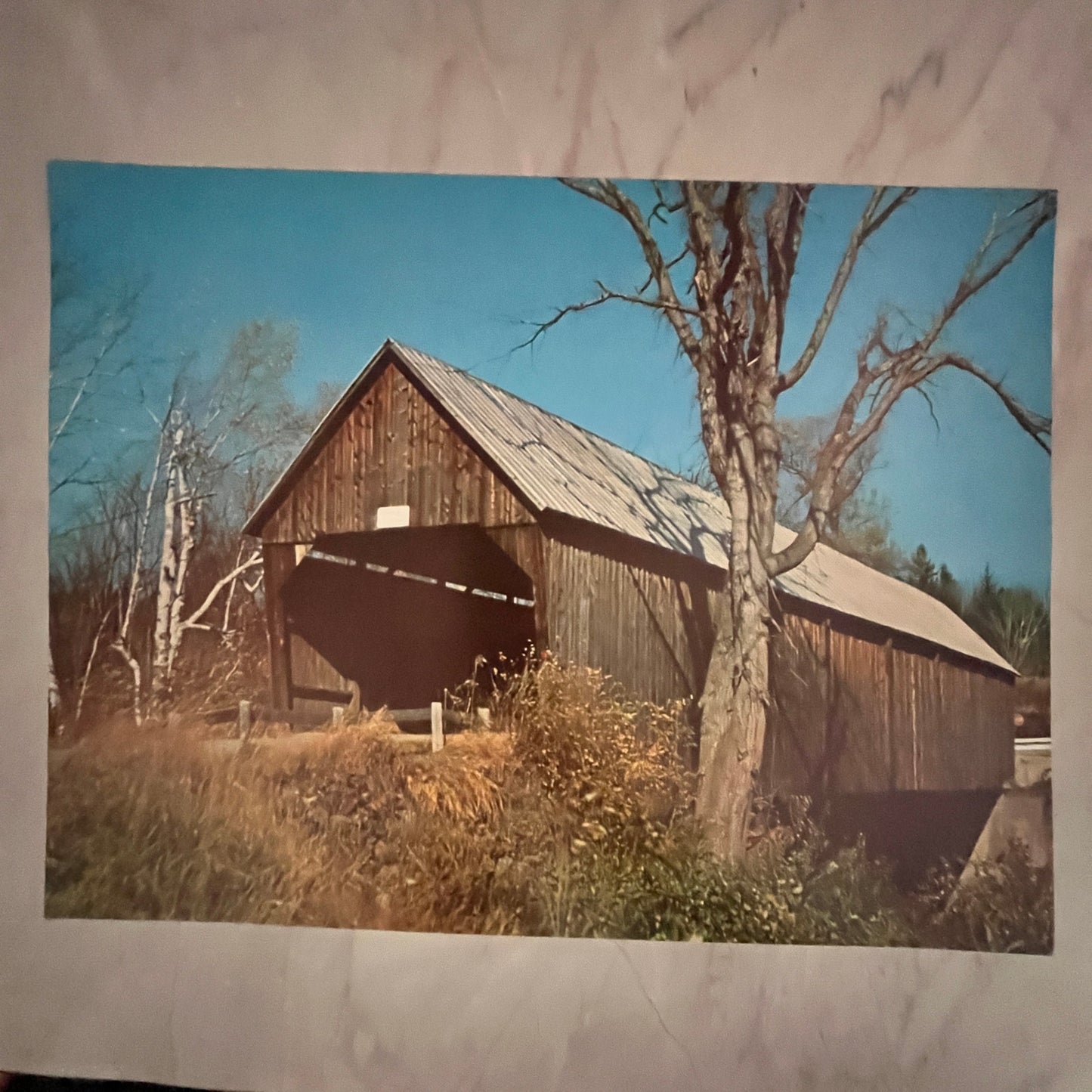 Woodstock Vermont covered bridge 12x16" Art Print FL1