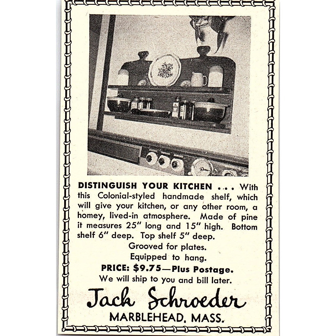 Jack Schroeder Marblehead MA 1952 Yankee Magazine Ad SAG5-M2