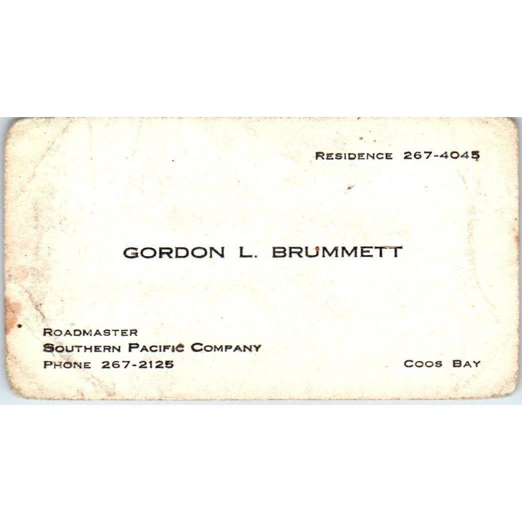 Gordon L. Brummett Southern Pacific Transportation Coos Bay Business Card SD4-B4